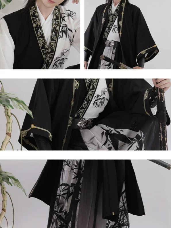 Completo Hanfu cinese con motivo di bambù – Completo unisex da spadaccino Wuxia – Hanfu Way: abbigliamento Hanfu cinese tradizionale e moderno per tutte le occasioni