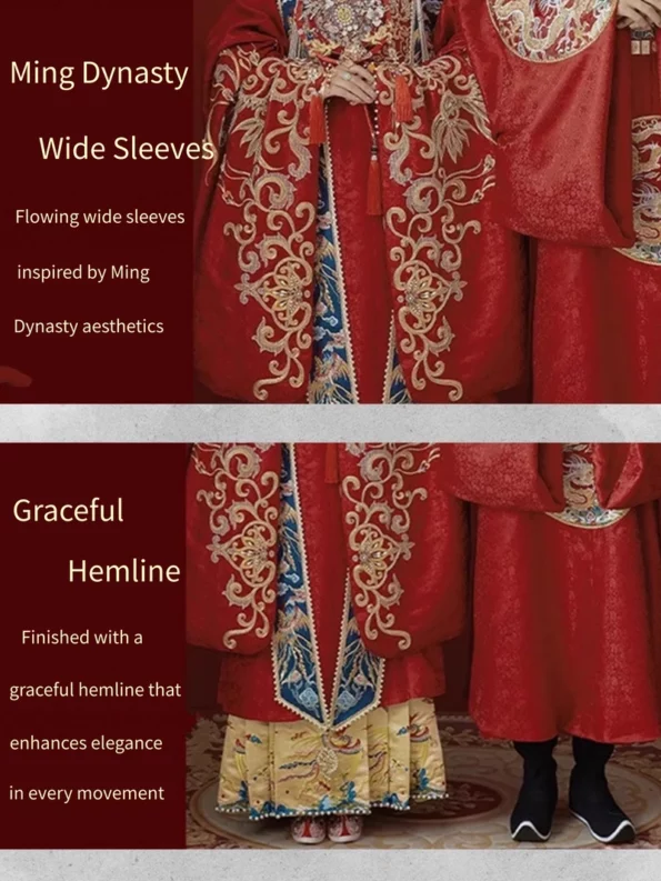 Conjunto de casamento Hanfu da Dinastia Ming – Coroa de Fênix - Estilo Hanfu: Roupas Hanfu chinesas tradicionais e modernas para todas as ocasiões