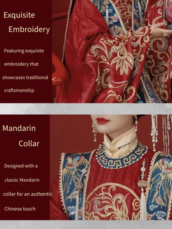 Conjunto de casamento Hanfu da Dinastia Ming – Coroa de Fênix - Estilo Hanfu: Roupas Hanfu chinesas tradicionais e modernas para todas as ocasiões