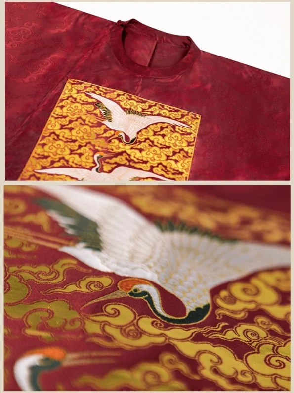 Pakaian Hanfu Pria Dinasti Ming Bordir Burung Bangau Yualingpao - Gaya Hanfu: Pakaian Hanfu Tiongkok Tradisional & Modern untuk Semua Acara