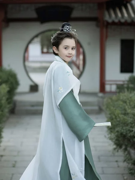 Set di Hanfu Wuxia verde in stile cinese per ragazzi
