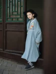 Ming Dynasty Children’s Blue Embroidery Daopao-1