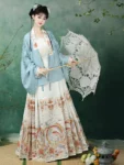 Ming Dynasty Hanfu Set – Cross-Collar Top with Mamian Qun-1