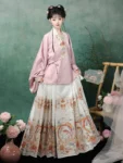 Ming Dynasty Hanfu Set – Cross-Collar Top with Mamian Qun-1