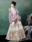 Ming Dynasty Hanfu Set – Cross-Collar Top with Mamian Qun-1
