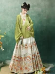 Ming Dynasty Hanfu Set – Cross-Collar Top with Mamian Qun-1