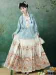 Ming Dynasty Hanfu Set – Cross-Collar Top with Mamian Qun-1