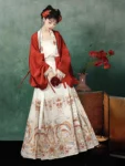 Ming Dynasty Hanfu Set – Cross-Collar Top with Mamian Qun-1
