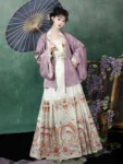 Ming Dynasty Hanfu Set – Cross-Collar Top with Mamian Qun-1