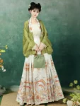 Ming Dynasty Hanfu Set – Cross-Collar Top with Mamian Qun-1