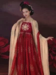 Tang Dynasty Embroidered Hezi Skirt Hanfu Set