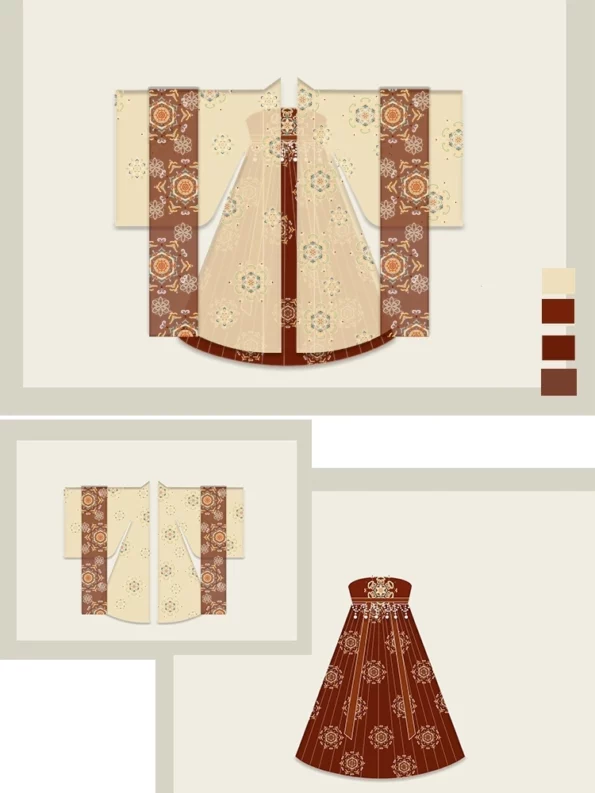 Ensemble Hanfu avec jupe Hezi brodée de la dynastie Tang - Mode Hanfu : vêtements Hanfu chinois traditionnels et modernes pour toutes les occasions