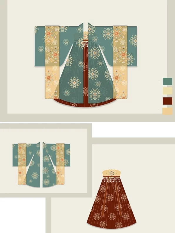 Ensemble Hanfu avec jupe Hezi brodée de la dynastie Tang - Mode Hanfu : vêtements Hanfu chinois traditionnels et modernes pour toutes les occasions
