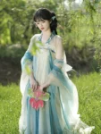 Tang Dynasty  Flower Embroidery Qixiong Ruqun Set-6
