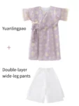 Tang Dynasty Kids’ Summer Purple Yuanlingpao Hanfu Set-1
