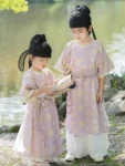 Tang Dynasty Kids’ Summer Purple Yuanlingpao Hanfu Set-1