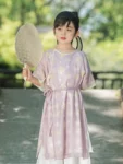 Tang Dynasty Kids’ Summer Purple Yuanlingpao Hanfu Set-1