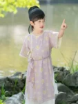 Tang Dynasty Kids’ Summer Purple Yuanlingpao Hanfu Set-1