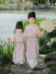 Tang Dynasty Kids’ Summer Purple Yuanlingpao Hanfu Set-1