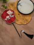 Chinese Style Red Embroidered Round Fan-1