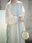 เสื้อคลุมคอกลมสีขาวสไตล์ราชวงศ์หมิง – ลายแจ๊คการ์ด-1