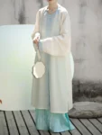 เสื้อคลุมคอกลมสีขาวสไตล์ราชวงศ์หมิง – ลายแจ๊คการ์ด-1