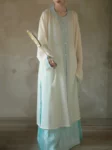 เสื้อคลุมคอกลมสีขาวสไตล์ราชวงศ์หมิง – ลายแจ๊คการ์ด-1