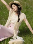 ราชวงศ์ซ่งสไตล์ลำลองสีชมพู Qiyao Qun Hanfu Set-1