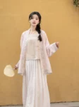 Song Dynasty-Inspired Modern Hanfu – Pink Qiyao Ruqun Set-1