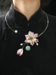 Chinese Style Handmade Lotus Choker for Hanfu & Qipao