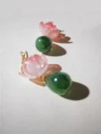 Chinese-Style Pink Lotus Flower Drop Earrings – Elegant Oriental Design-1