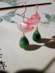 Chinese-Style Pink Lotus Flower Drop Earrings – Elegant Oriental Design-1