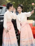 Chinese Style Pink Mamian Skirt Set-2
