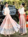 Chinese Style Pink Mamian Skirt Set-2