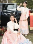 Chinese Style Pink Mamian Skirt Set-2