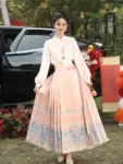 Chinese Style Pink Mamian Skirt Set-2