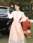 Chinese Style Pink Mamian Skirt Set-2