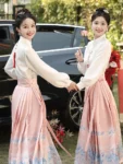 Chinese Style Pink Mamian Skirt Set-2