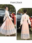 Chinese Style Pink Mamian Skirt Set-2