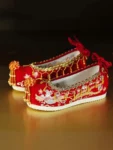 Chinese Style Red Embroidered Hanfu Shoes with Hidden Heel