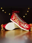 Chinese Style Red Embroidered Hanfu Shoes with Hidden Heel-1