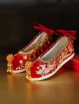 Chinese Style Red Embroidered Hanfu Shoes with Hidden Heel-1