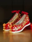 Chinese Style Red Embroidered Hanfu Shoes with Hidden Heel-1