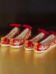 Chinese Style Red Embroidered Hanfu Shoes with Hidden Heel-1