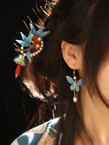 Handmade Blue Butterfly Earrings