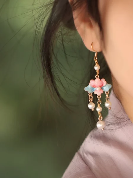Lotus Tassel Hanfu Earrings