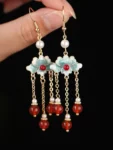 Lotus Tassel Hanfu Earrings-1