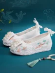 Zapatos bordados para mujer estilo dinastía Ming con detalle de perla - 1