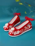 Zapatos bordados para mujer estilo dinastía Ming con detalle de perla - 1