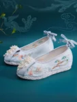 Zapatos bordados para mujer estilo dinastía Ming con detalle de perla - 1
